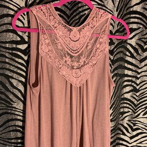 Pink Embroidered Tank